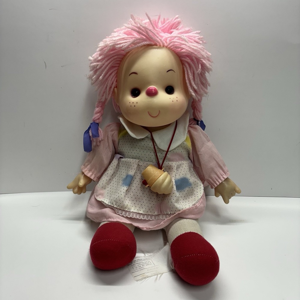 Vintage 25 Inch Ice Cream‎ Doll Pink Hair Girl Doll 1980 Red Feet